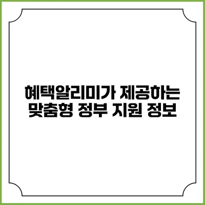혜택알리미가 제공하는 맞춤형 정부 지원 정보