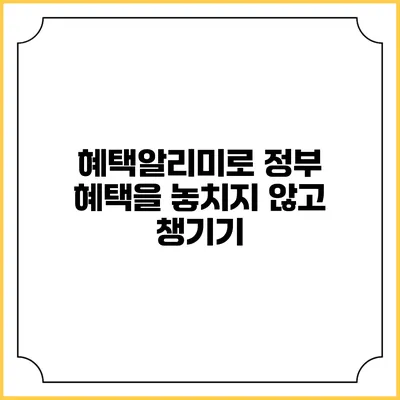 혜택알리미로 정부 혜택을 놓치지 않고 챙기기