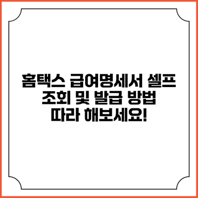 홈택스 급여명세서 셀프 조회 및 발급 방법 따라 해보세요!