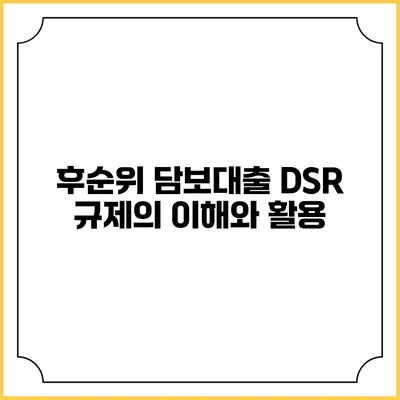 후순위 담보대출 DSR 규제의 이해와 활용