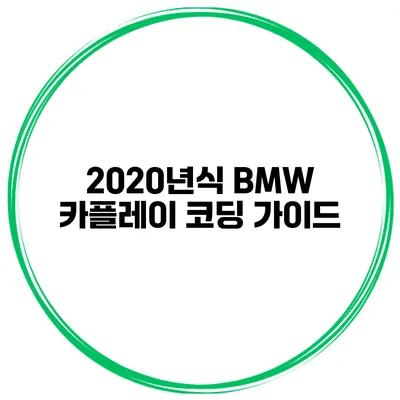 2020년식 BMW 카플레이 코딩 가이드