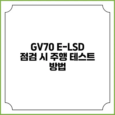 GV70 E-LSD 점검 시 주행 테스트 방법