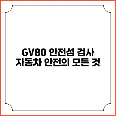 GV80 안전성 검사 자동차 안전의 모든 것