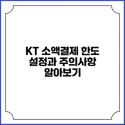KT 소액결제 한도 설정과 주의사항 알아보기