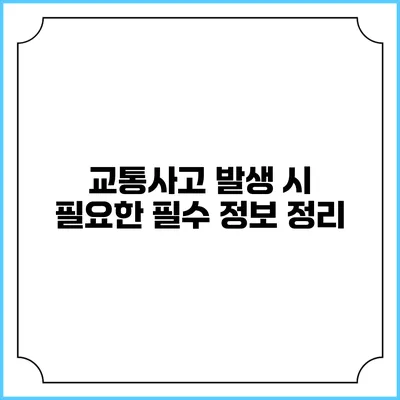 교통사고 발생 시 필요한 필수 정보 정리