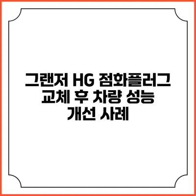 그랜저 HG 점화플러그 교체 후 차량 성능 개선 사례