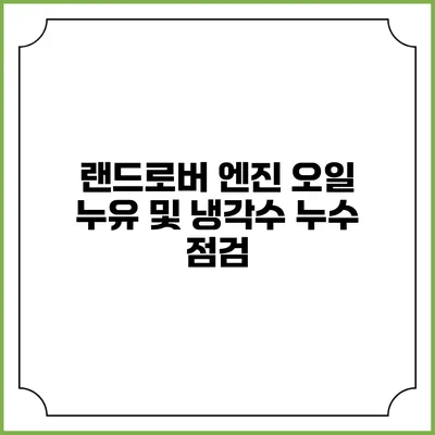 랜드로버 엔진 오일 누유 및 냉각수 누수 점검