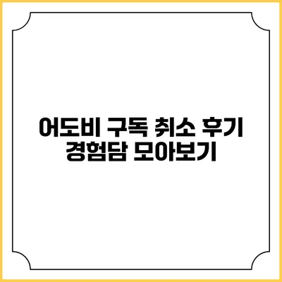 어도비 구독 취소 후기 경험담 모아보기