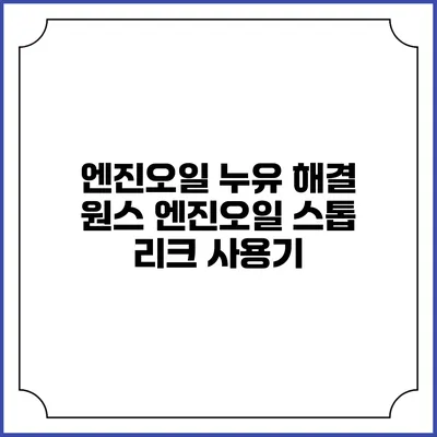 엔진오일 누유 해결 원스 엔진오일 스톱 리크 사용기