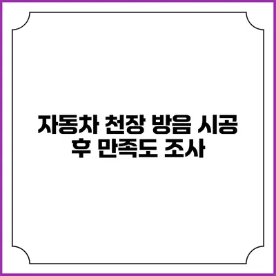 자동차 천장 방음 시공 후 만족도 조사