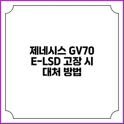 제네시스 GV70 E-LSD 고장 시 대처 방법