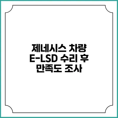 제네시스 차량 E-LSD 수리 후 만족도 조사