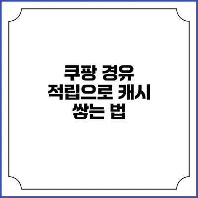 쿠팡 경유 적립으로 캐시 쌓는 법