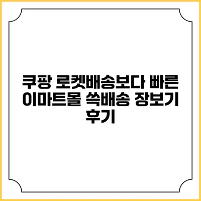 쿠팡 로켓배송보다 빠른 이마트몰 쓱배송 장보기 후기