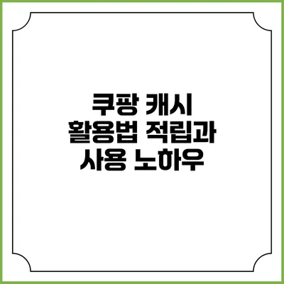 쿠팡 캐시 활용법 적립과 사용 노하우