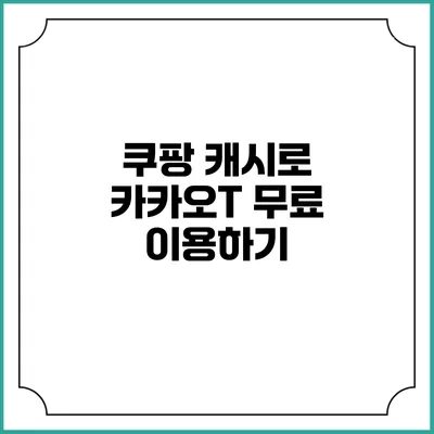 쿠팡 캐시로 카카오T 무료 이용하기