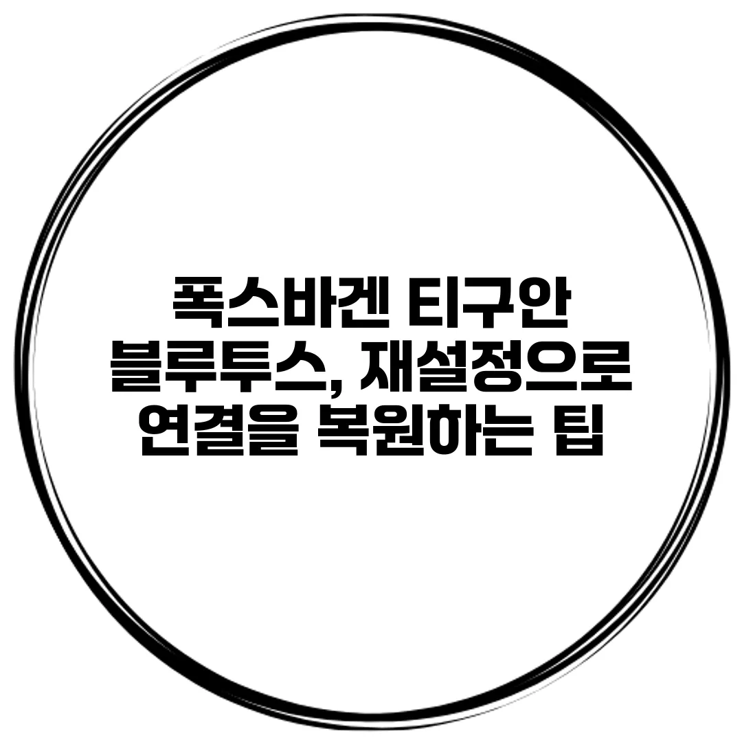 폭스바겐 티구안 블루투스, 재설정으로 연결을 복원하는 팁